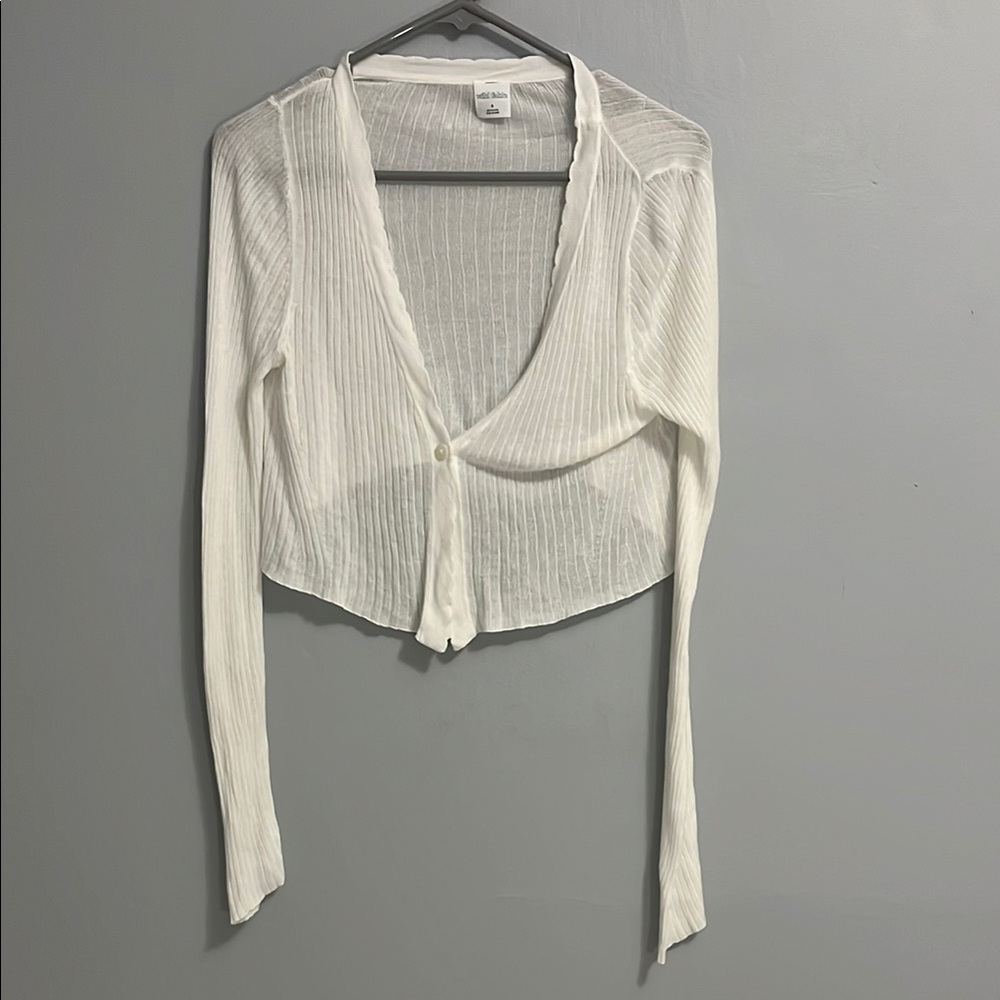 White Sheer Long Sleeve Cardigan